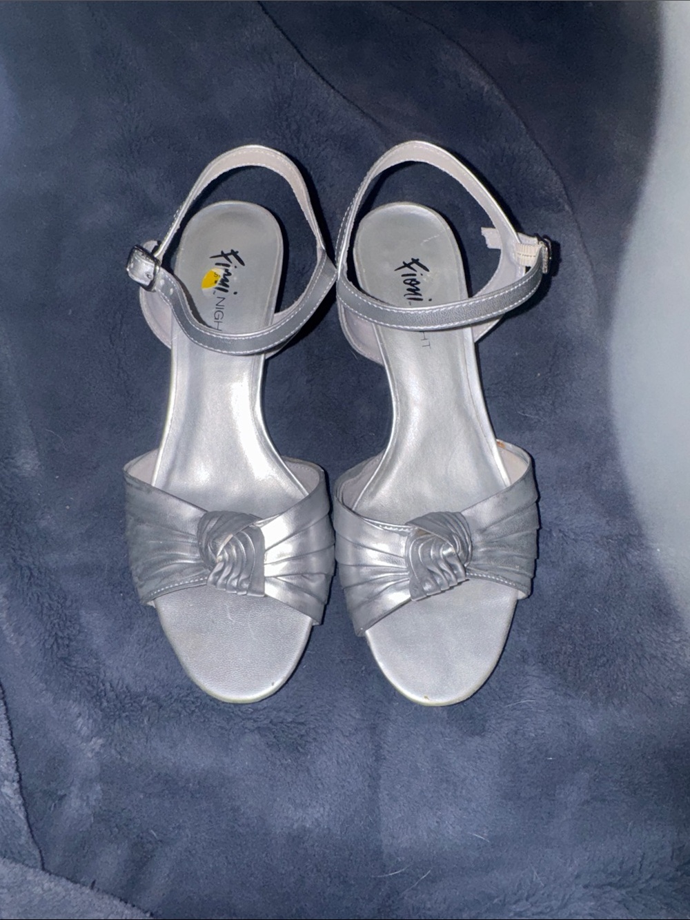 FIONI Clothing Silver Knotted Ankle-Strap Sandals